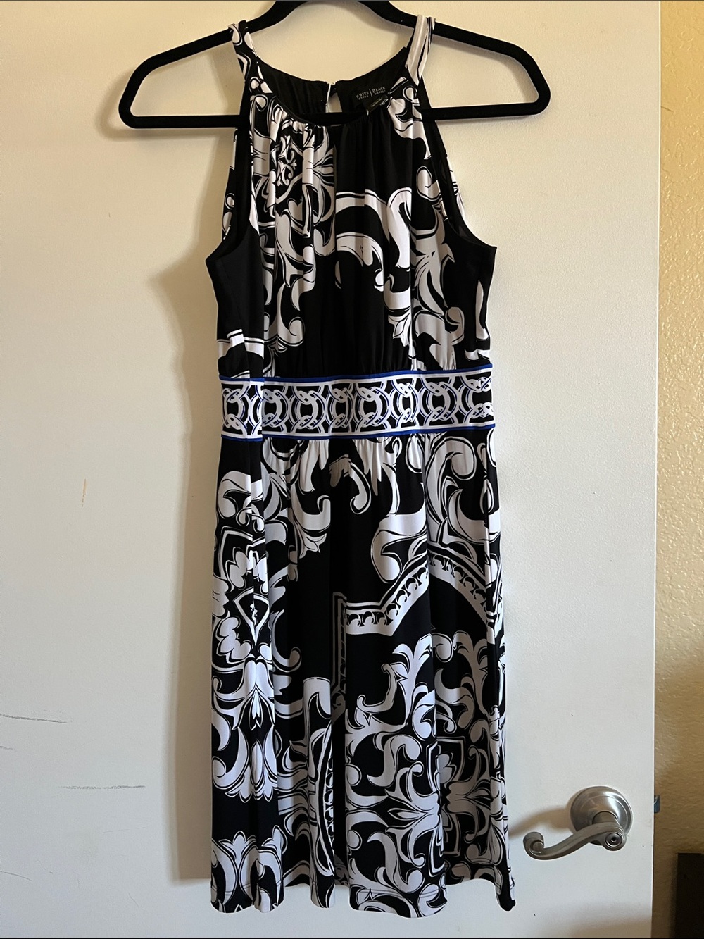 White House Black Market Black & White Halter Midi Dress